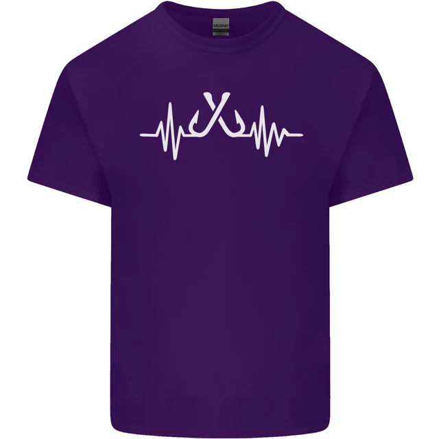 T-shirt top Pulse Fishing divertente pescatore ECG da uomo cotone 10