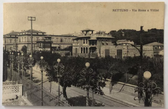 Cartolina Nettuno via Roma villini strada paesaggistica T13