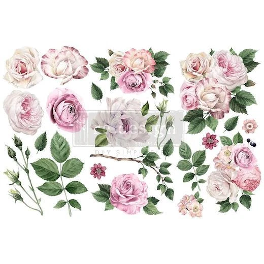 Prima Marketing Re-Design 6""x12"" Dekor Transfers 3 Stck. - zarte Rosen