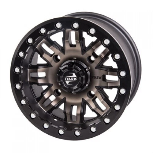 4/137 Tusk Teton Beadlock Wheel 14x7 5.0 + 2.0 Smoke/Black 185-279-0017