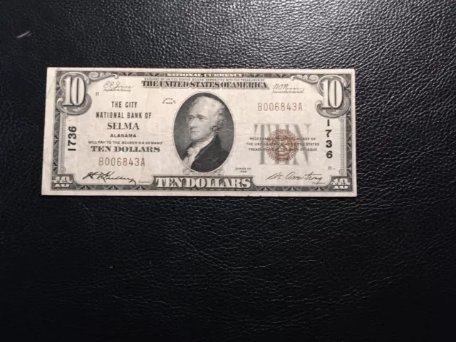 National Bank Note Selma Alabama No Tears Or Pin Holes