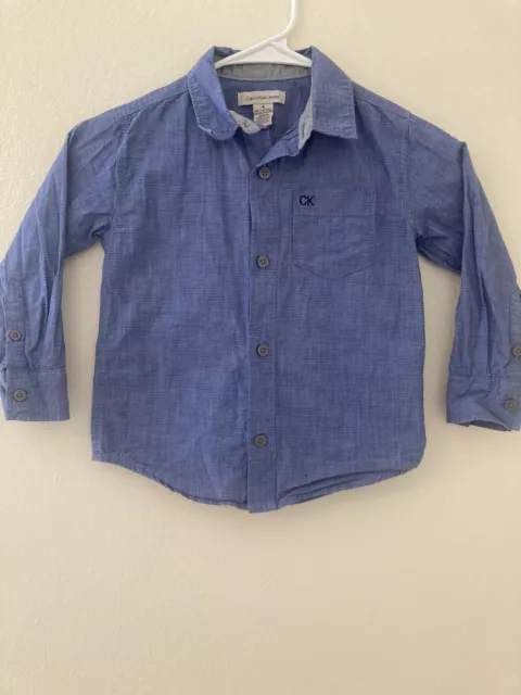 Calvin Klein Jeans Boys Blue Dress Shirt Size 4