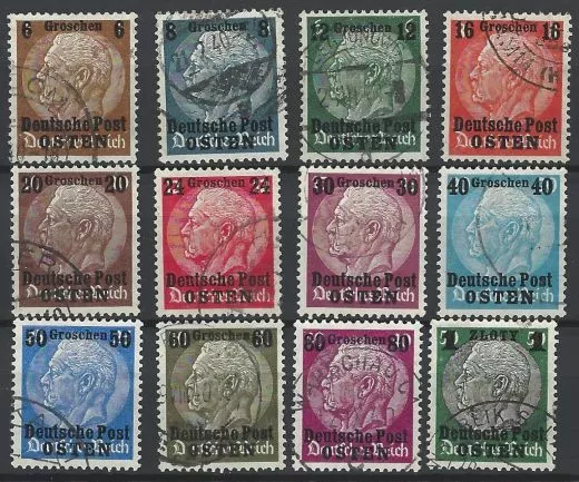 Generalgouvernement Deutsche Post Osten gestempelt 1939 MiNr. 1-12 Kurzsatz