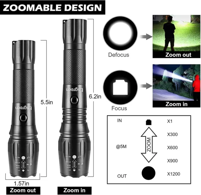 Rechargeable Tactical Flashlight LED High Lumens Esgreen Super Bright 3000 lm... 2