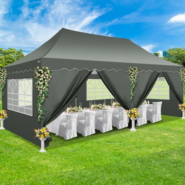 Pavillon 3x6m Wasserdicht Gartenpavillon Faltpavillon Partyzelt mit 4 Sandsäckek