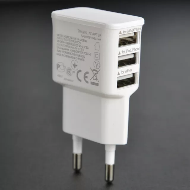 3 Ports Chargeur Adaptateur 2A Prise Murale USB EU Plug Universel Voyage Blanc