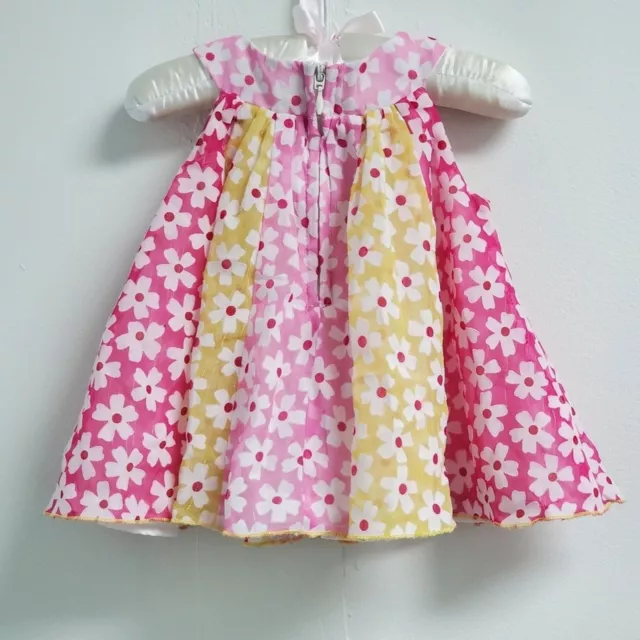 Bonnie Baby Dress Baby Girls 3-6 Months Pink Yellow Floral Summer Dress 3