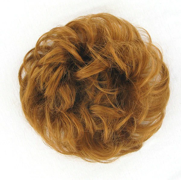 Chouchou/chignon Synthétique Couleur Chocolat Méché Cuivré - Court, Bouclé, Neuf