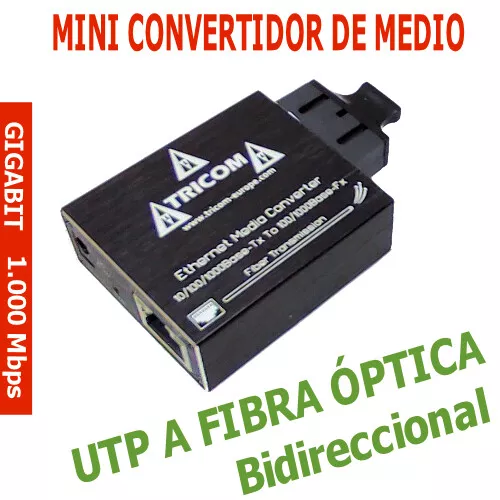 Convertidor de medio  FIBRA ÓPTICA MULTIMODO a  UTP. GIGABIT