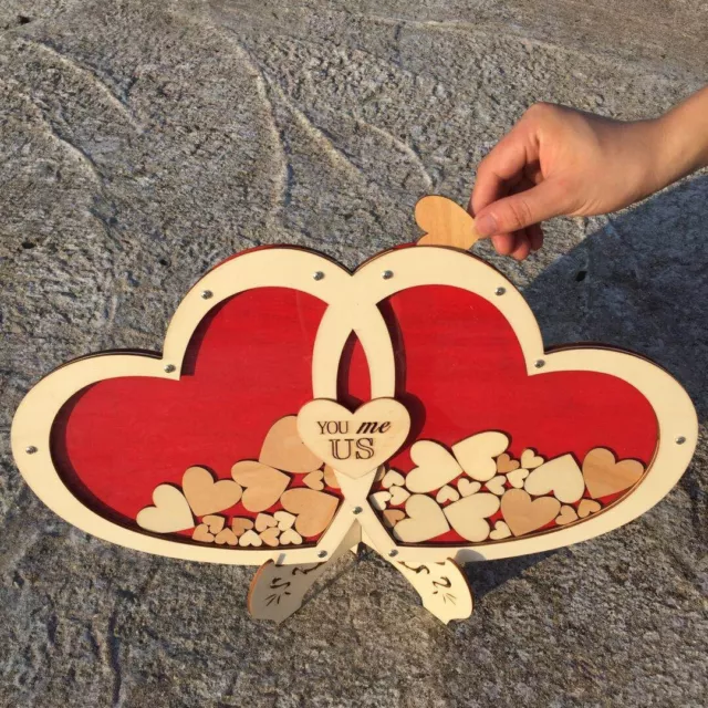 Double HEART WOOD WEDDING GUEST BOOK