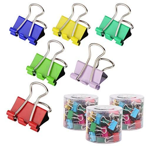 Mitening Pinces Double Clip Lot de 180 Foldback Pinces Papier Métal Binder Cl...