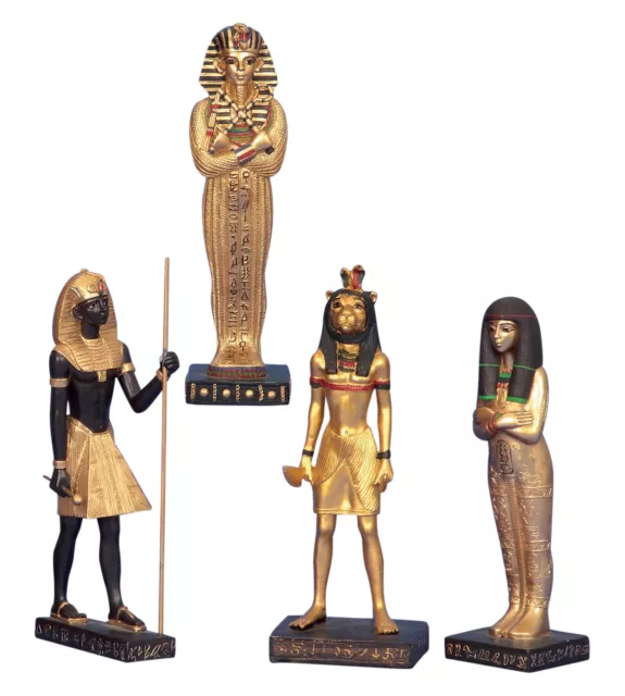 4 Stück Ägyptische Figuren Kleopatra Maahes Tutanchamun Ägypten Statuen 20 cm