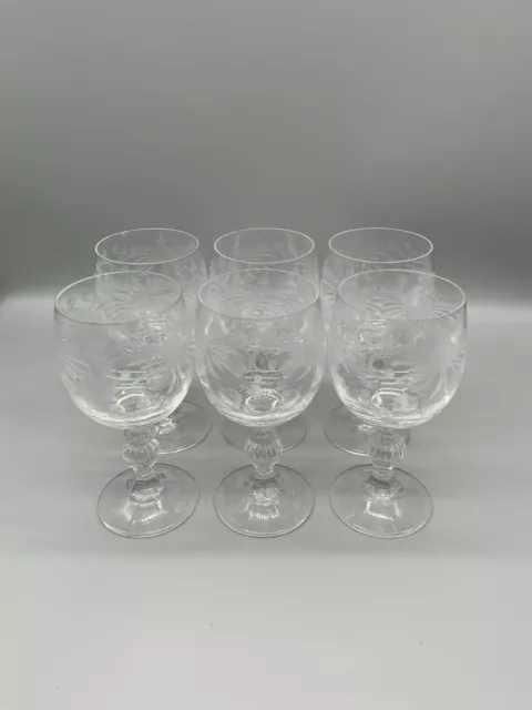 SET 6x VETRO CON DECORAZIONE ABRASIVA ALTEZZA 15cm DIAMETRO 7cm VETRO VINO