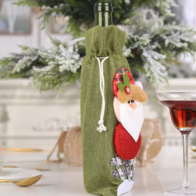 Christmas Red Wine Bottle Cover Bag Santa Elk Champagne Bags Xmas Decorations 3