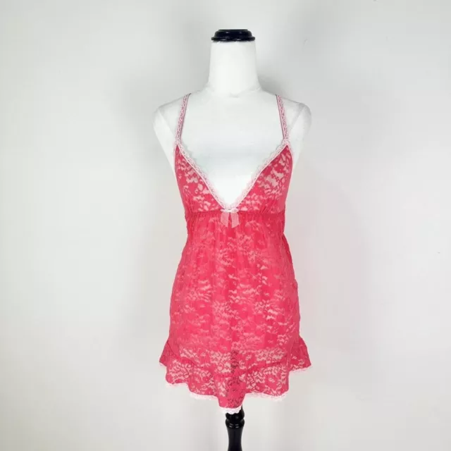 Victorias Secret Sheer Lace Cami Top With Bow Detail