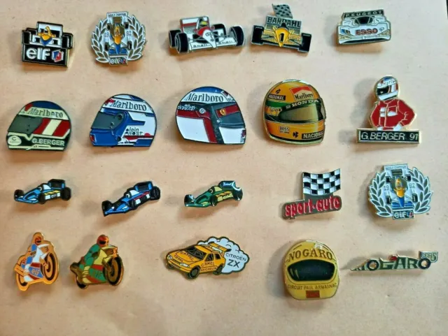 lot 20 Pins Collection F1-Rallye-Moto Prost Berger  rares