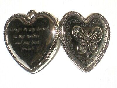 Silver Heart Locket Double Picture Ornate Filigree Floral Etched Pendant