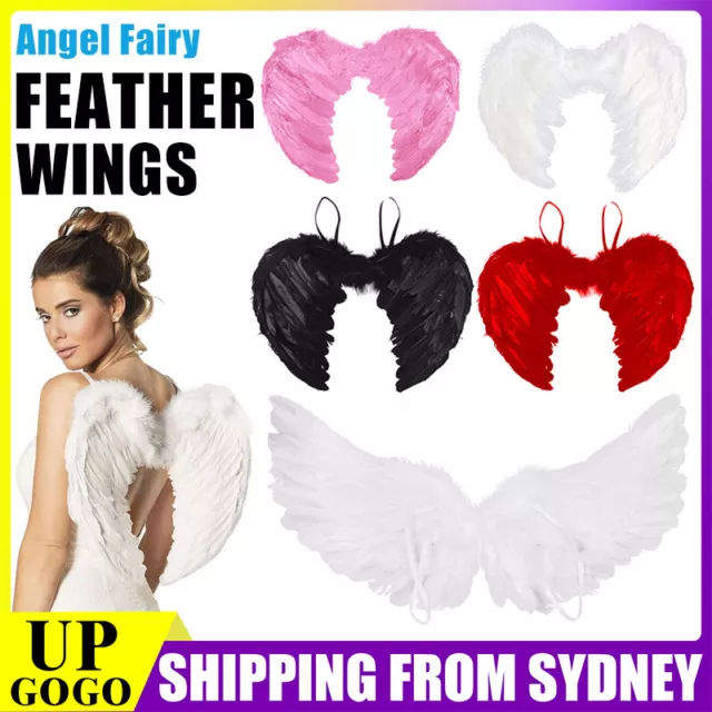 Feather Wings Angel Fairy Adults Kids Fancy Dress Cosplay Costume Halloween AU