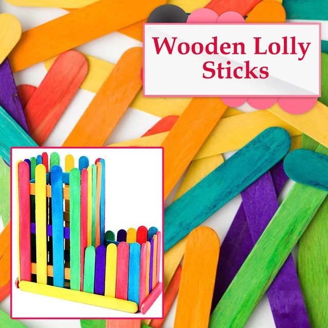 Lollipop Lolly Colored Wooden Sticks Natural Craft Model Making Icecream 50-1000