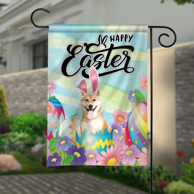 Shiba inu dog Garden Flag, Love  Shiba inu dog Happy Easter Flag Garden Flag