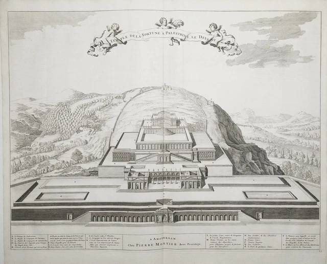 Palestrina Lazio Tempio Della Fortuna Incisione Veduta Engraving Blaeu Mortaio