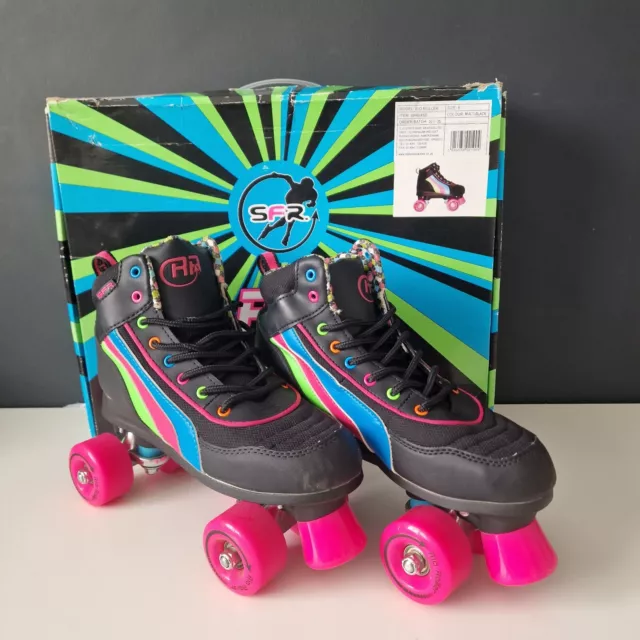 SFR Rio Roller Quad Skates UK 6 EU 39.5 Black Pink Wheels with Box - Used Once