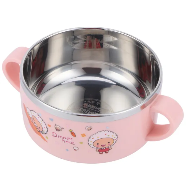 (pink)Baby Bowl DoubleLayer Heat Insulation Children Bowl For Home Kids YA
