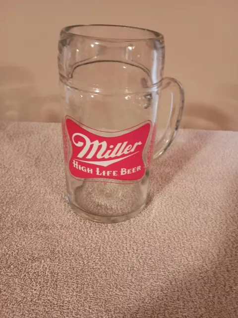 Vintage Miller High Life 8 Inch Glass Beer Mug