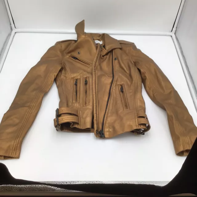 Iro Women's Leather Moto Jacket Copper Size Women's Extra Small