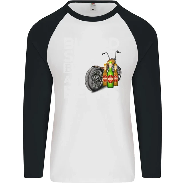 Maglietta da baseball Blood Sweat Bikes & Beer Funny Moto da uomo L/S