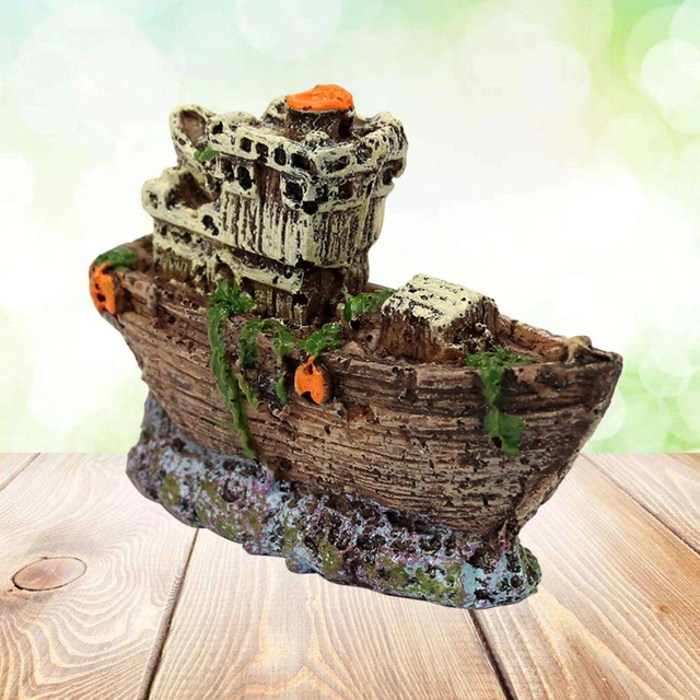 1pc Resin Mini Pirate Ships Boat Ornament Aquarium Background Landscape