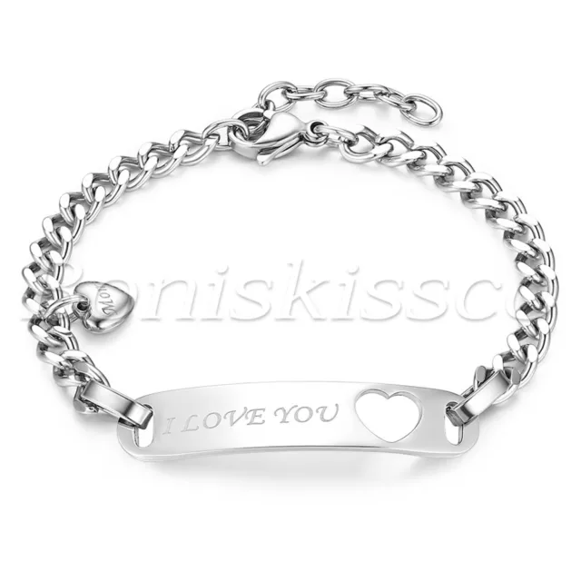 Stainless Steel Charm "I Love You Mom" Mother's Day Gift Bangle Chain Bracelet