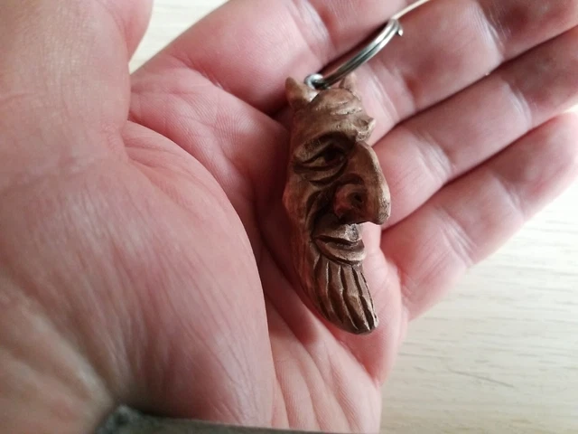 Wooden DEVIL EVIL traditional Handmade, Keychain
