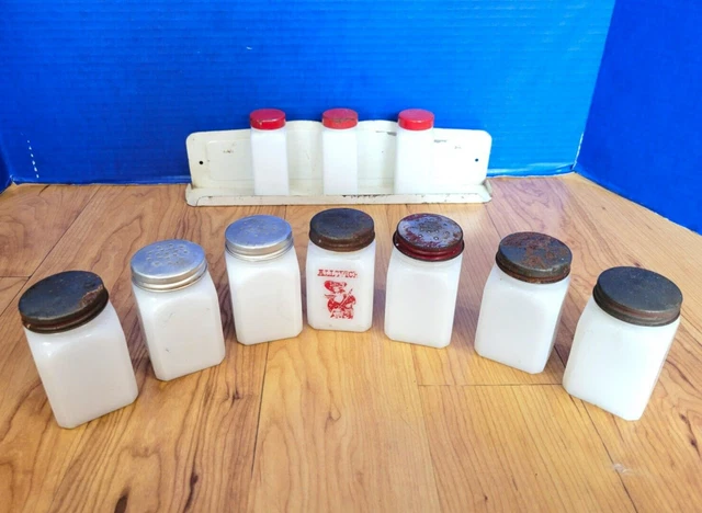Vintage Milk Glass Spice Jars Large Lot Vintage Milk Glass Spice Jars Large Lot