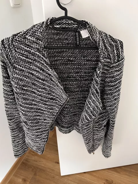 Cardigan H&M Gr S Schwarz Weiß Strick