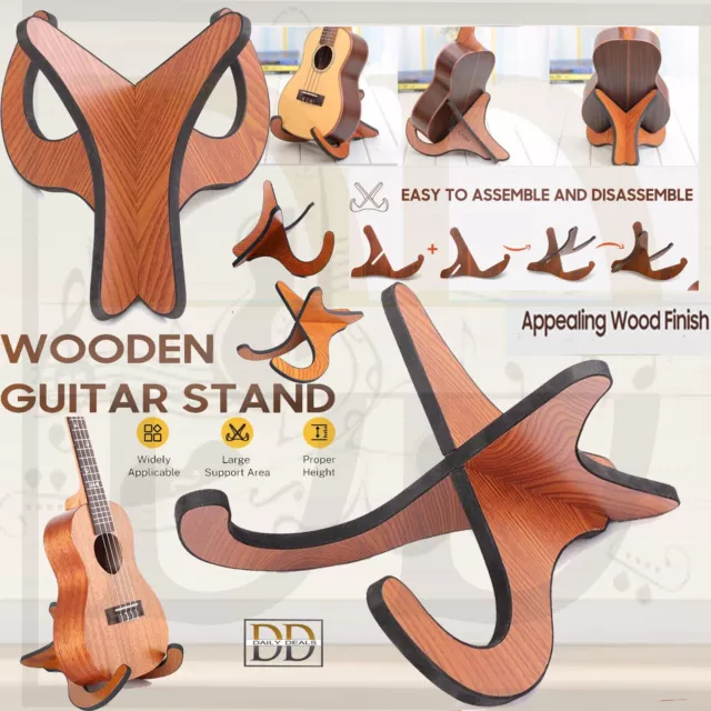 Guitar Wooden Stand Holder Bracket Shelf Mount Acoustic Ukulele Violin Mandolin