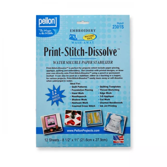 2301S - Pellon - Print-Stitch-Dissolve Embroidery Sheets - by the sheet