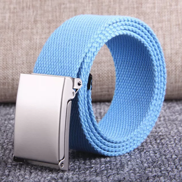 Belt For Men Elastic Waistband Canvas Buckle Braided Mens Woven Stretch Strar AU