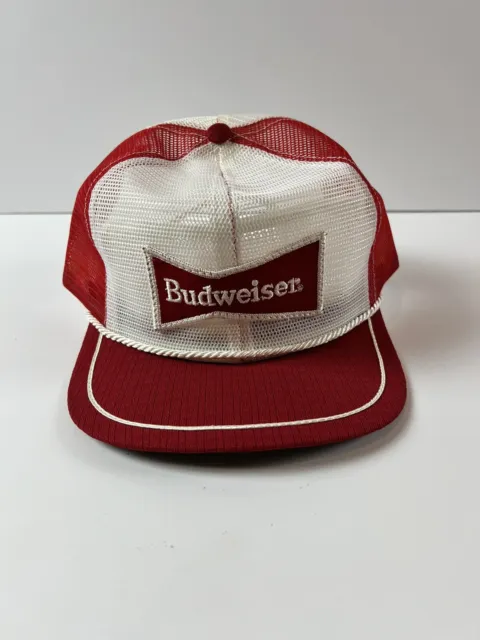 Budweiser Red And White Mesh Rope Hat