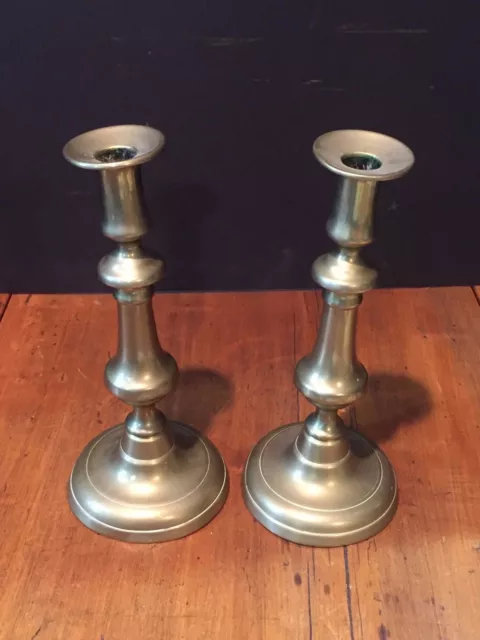 Pair of Antique Brass Push-Up Candlesticks