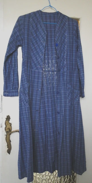 Dress Blouse Long Sleeve Great Blue Check And White Years 40/50 N° 102