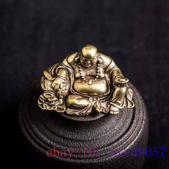 Brass Maitreya Figurines Buddhism Small Ornaments Gifts Pendant Carved Handmade