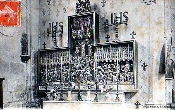 95-49 cpa Vetheuil - interieur eglise retable