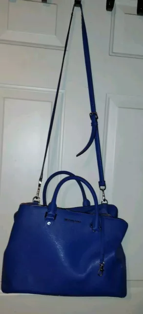 Michael Kors Medium Satchel Handbag Purse Messenger Crossbody Shoulder Blue