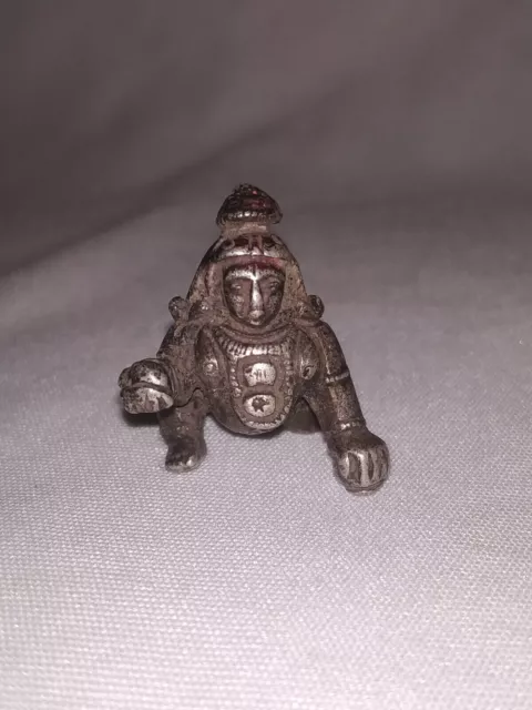 Antico Indiano Argento Statua Krishna Crawling Laddu Gopal Lalan da Collezione