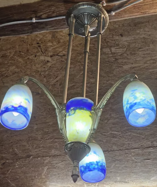 Antik Deckenlampe Jugendstil 4-flammig Hängeleuchte Deckenleuchte