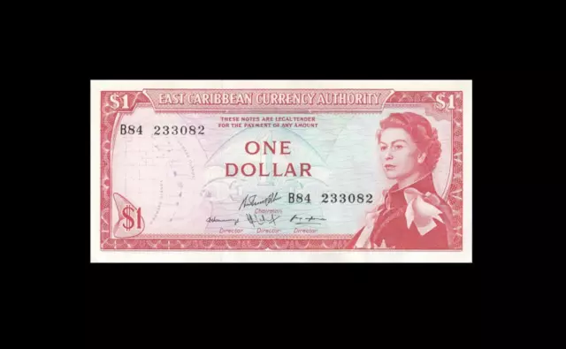 1965 BRITISH EAST CARIBBEAN STATES QEII $1 P-13g, "Sig. 10" (( GEM UNC ))