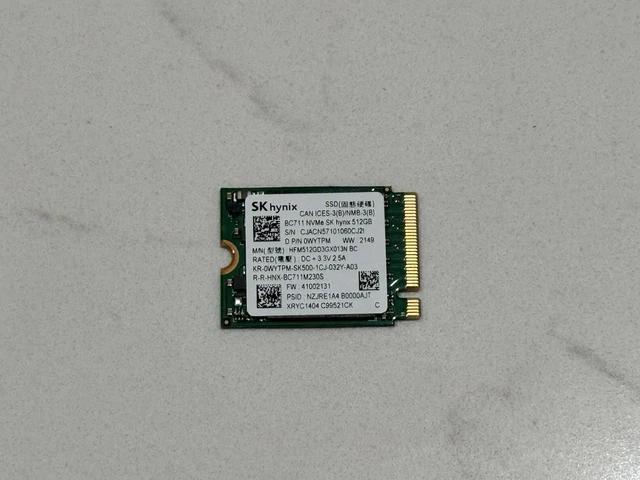 thumbnail image 2 of Dell WYTPM SK Hynix BC711 512GB M.2 2230 NVMe SSD – Tested Pull From XPS 13 9305 2 of 6