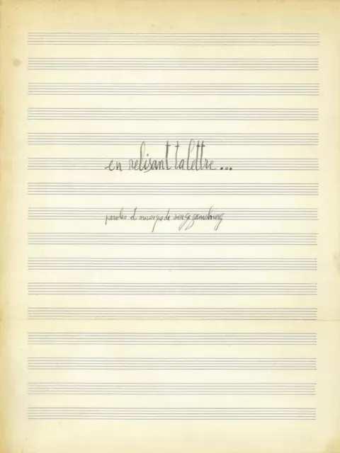 Serge GAINSBOURG - Manuscrit musical autographe signé – En relisant ta lettre.