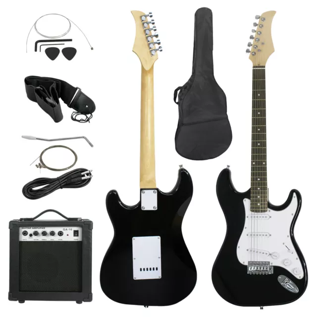 39" Black Electric Guitar with Amp, Case and Accessories Pack Beginner Full Size